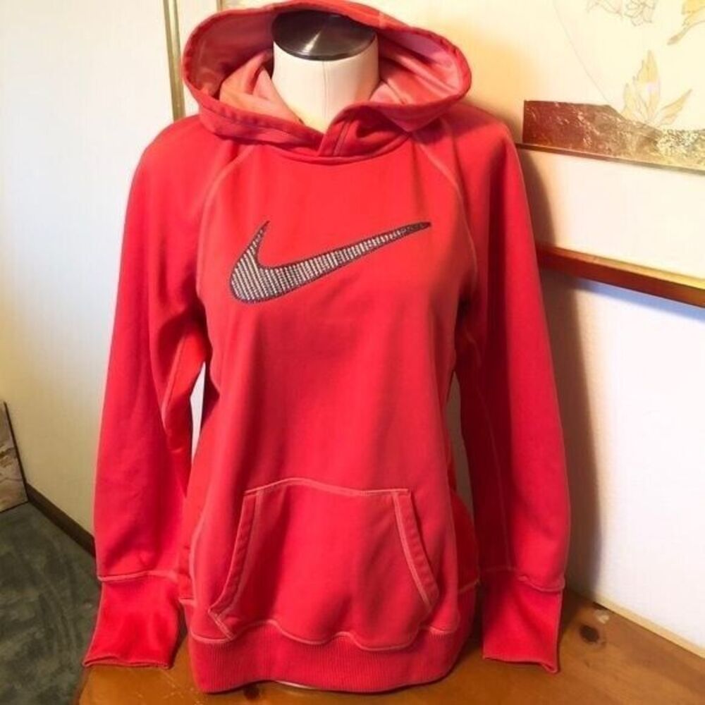 Nike Therma-Fit Womens's Large Salmon‎ Bright Pink Hooded Long Sleeve Pullover